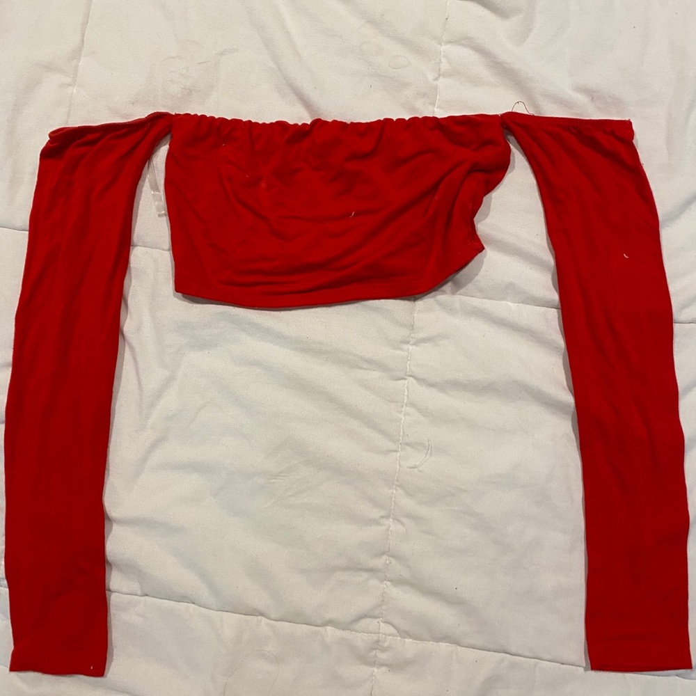 Super cropped, red, long sleeve shirt
